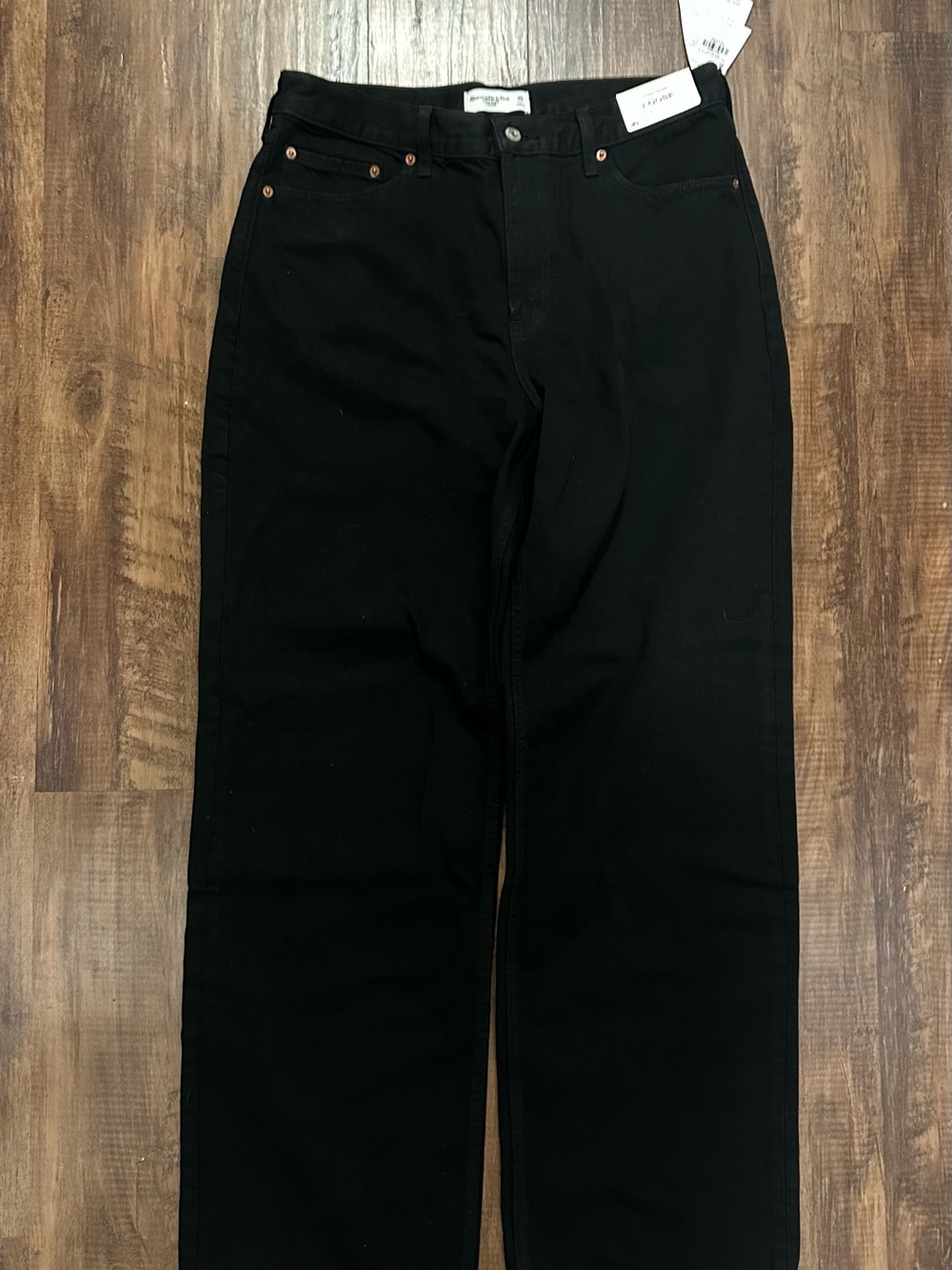 Abercrombie & Fitch Women’s High Rise Loose Black Straight Jeans 30L